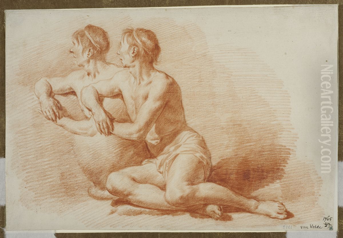 Naken sittande man Oil Painting by Adriaen Van De Velde