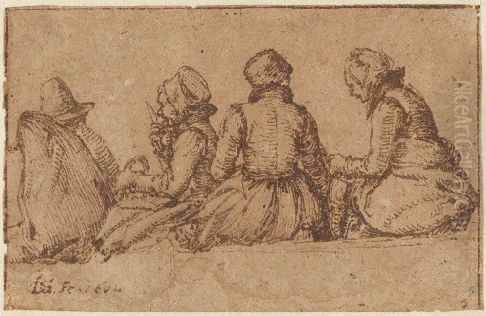 Peasants at Rest Oil Painting by Jacob de Gheyn II