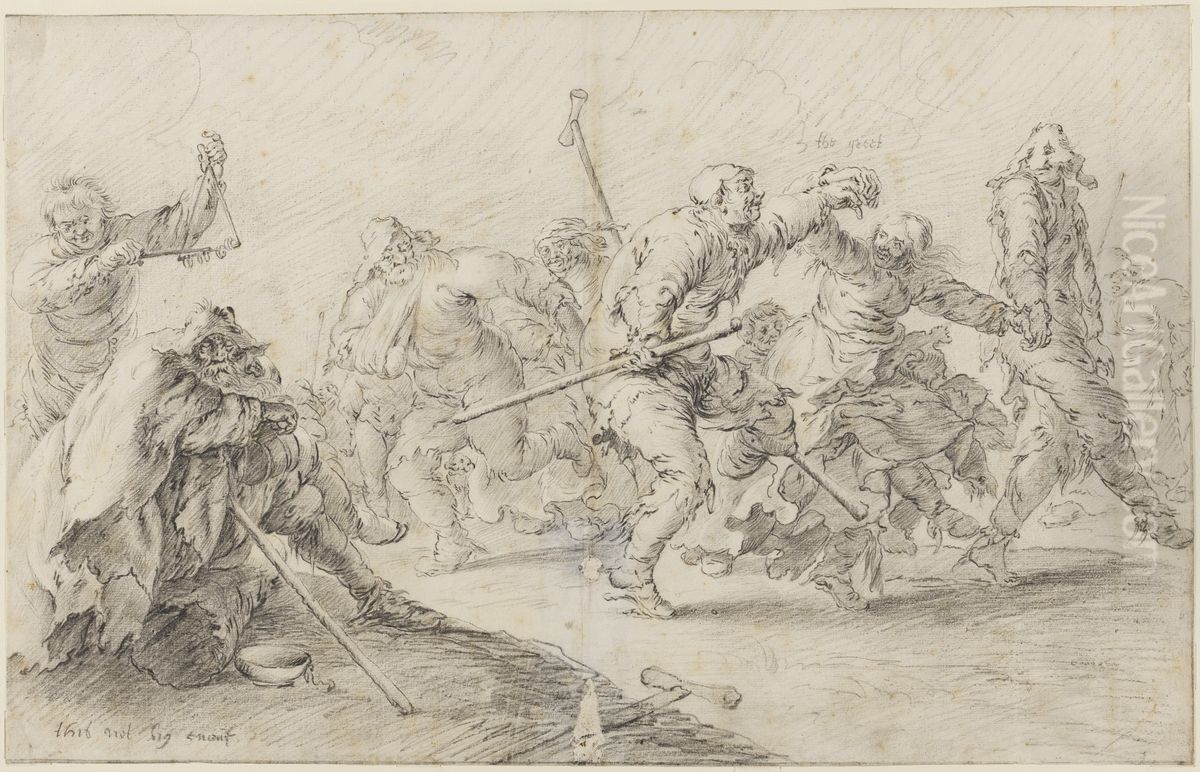 Dansande tiggare och krymplingar Oil Painting by Adriaen van de Venne