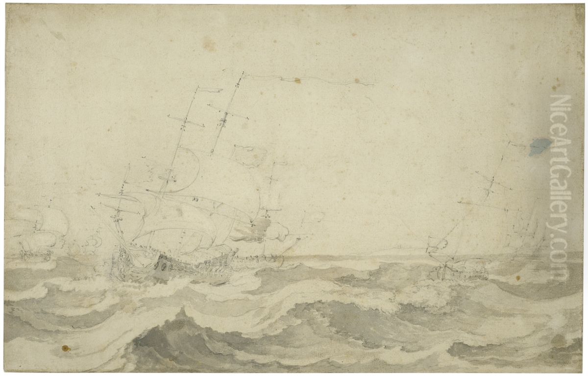 Fartyg i storm Oil Painting by Willem van de Velde the Younger