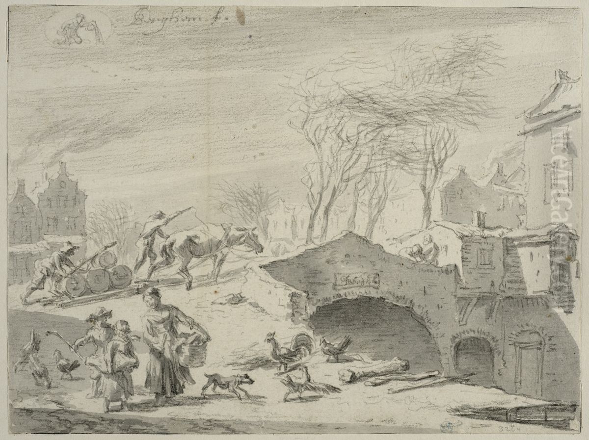 Byscen (januari) Oil Painting by Nicolaes Pieterszoon Berchem