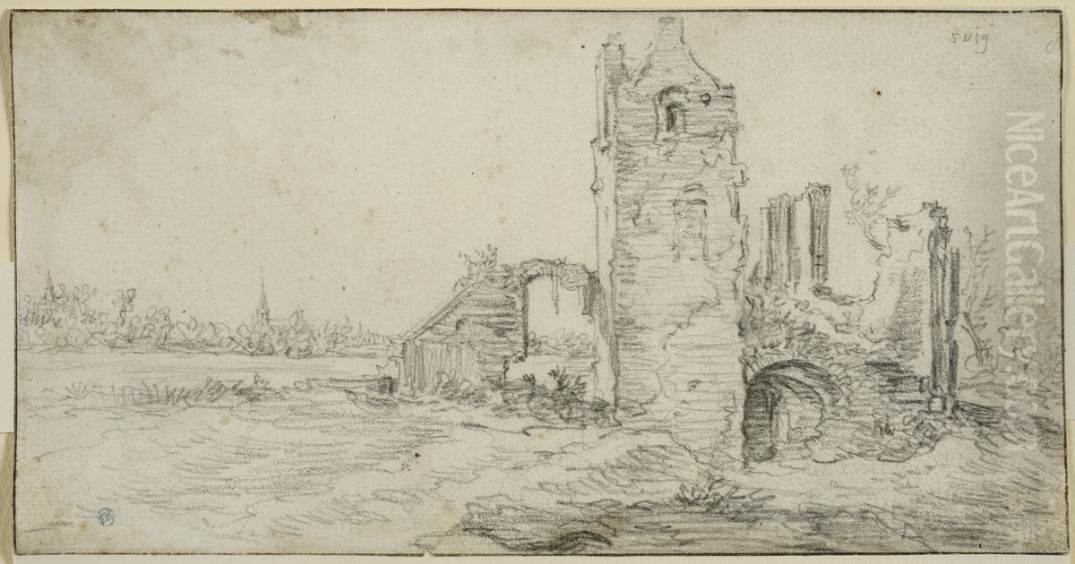 Landskap med ruin Oil Painting by Jan van Goyen