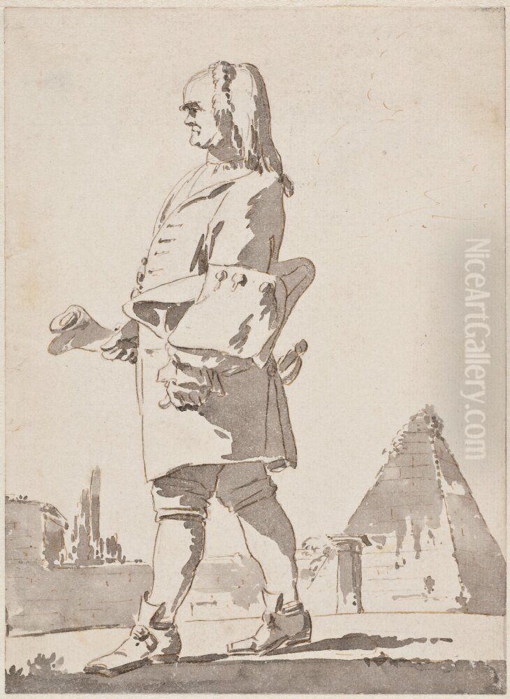 Portratt av den franske arkitekten Antoine Deriset i Rom Oil Painting by Jean Eric Rehn