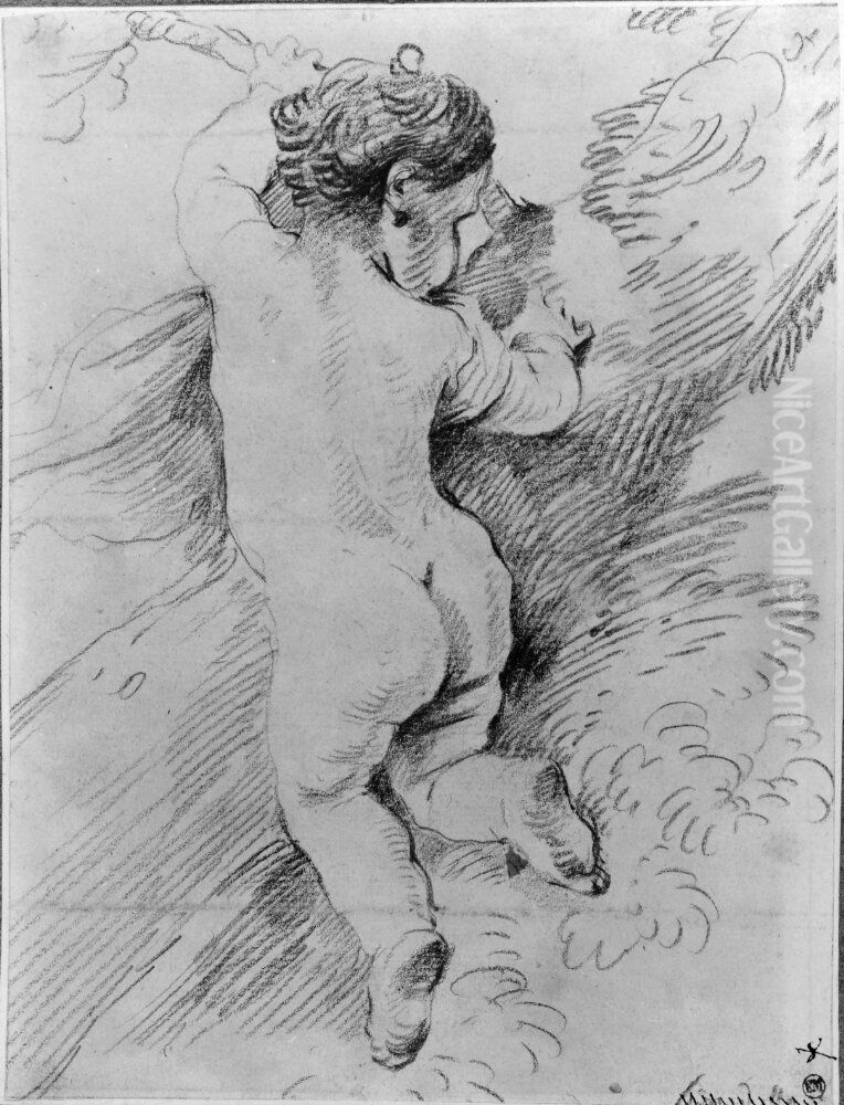 Flying putto Oil Painting by Guillaume Courtois