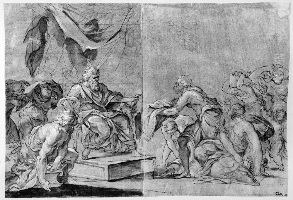 Moses upbraids the Israelites Oil Painting by Giuseppe Nicola Nasini