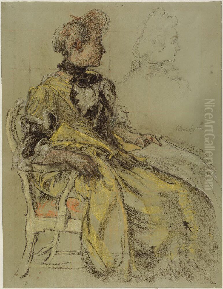 Preliminary Drawing for the Lovisa Ulrika Fresco in the Staircase of Nationalmuseum, Stockholm Oil Painting by Carl Larsson