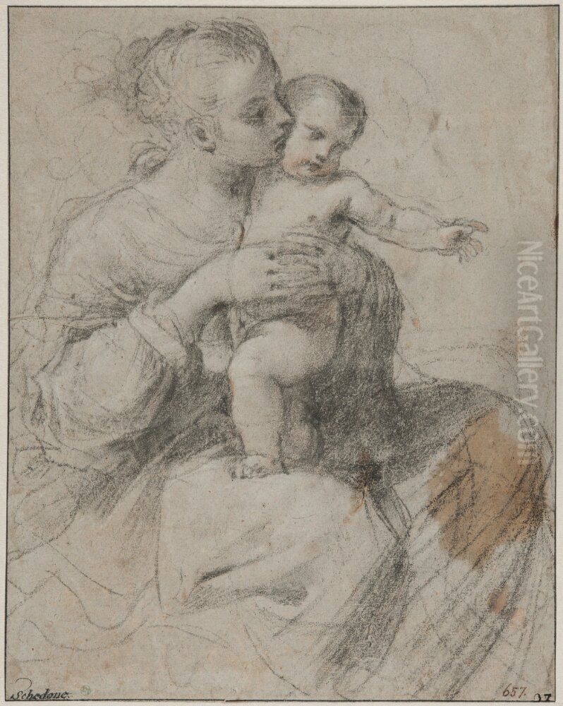 The Virgin and Child Oil Painting by Giovanni Francesco Barbieri