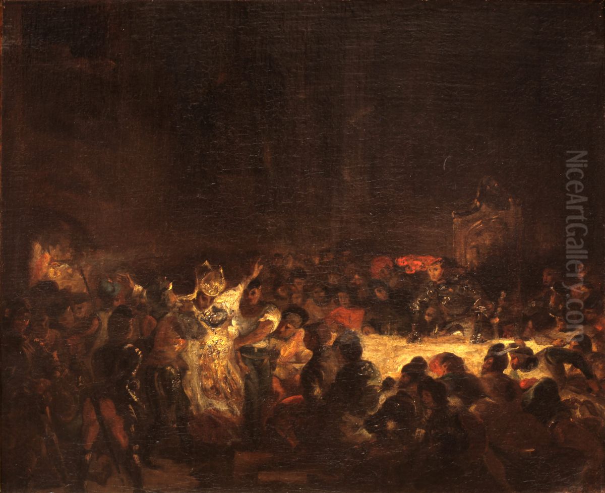 Assassination of theBishop of Liege Oil Painting by Eugene Delacroix