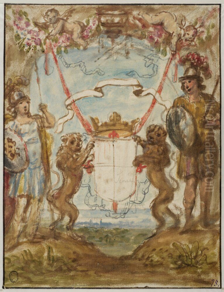 Heraldisk komposition Oil Painting by David Teniers the Younger