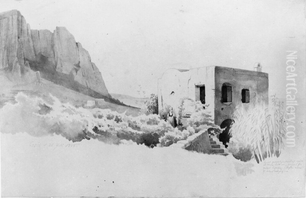 Hus och klippstup, Capri Oil Painting by Joseph Magnus Stack