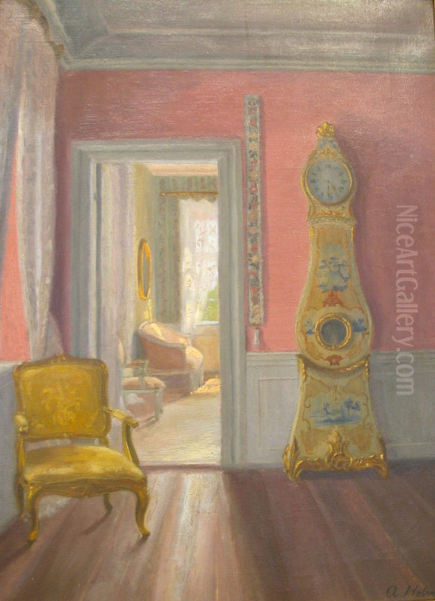 Interior in sunlight. Oil Painting by Astrid Holm