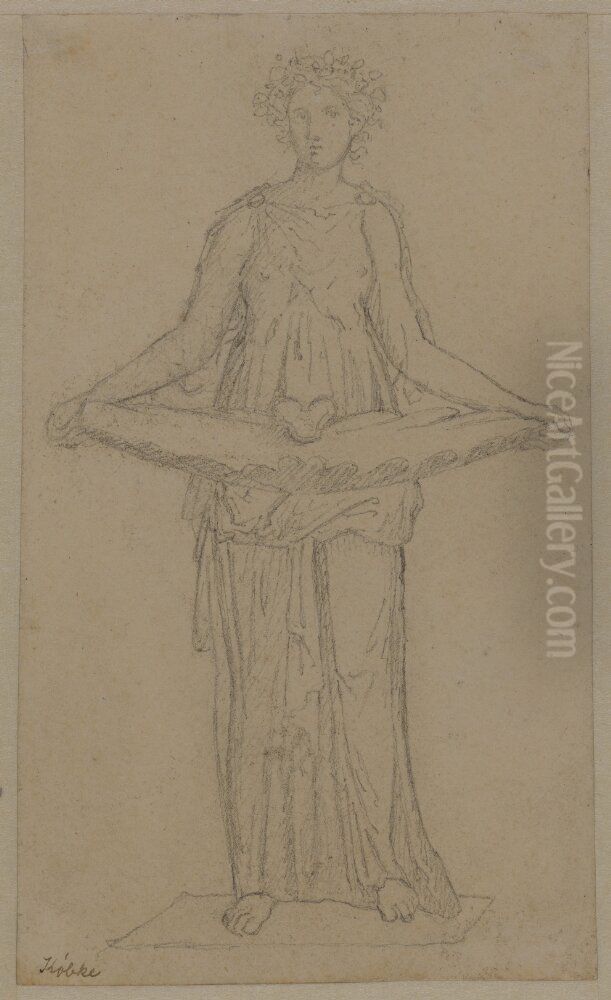 Mytologisk (?) kvinnofigur Oil Painting by Vilhelm Kyhn