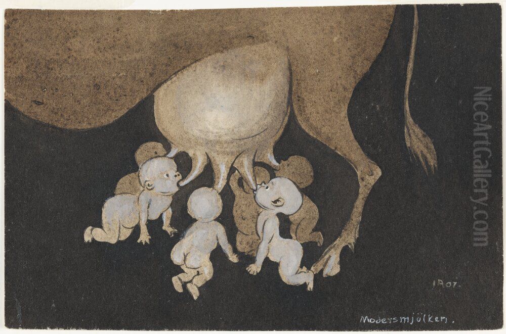 The Mothers Milk Oil Painting by Ivar Arosenius