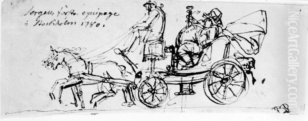 Sergels forsta ekipage i Stockholm Oil Painting by Johan Tobias Sergel