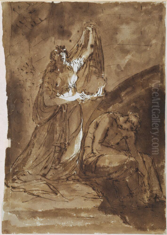 Fangelsescen. Lady Macbeth Oil Painting by Johan Tobias Sergel