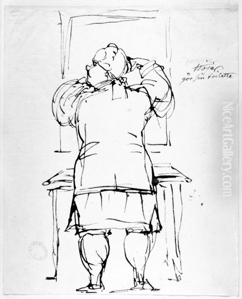 Danska Hoyer gor sin toalett Oil Painting by Johan Tobias Sergel