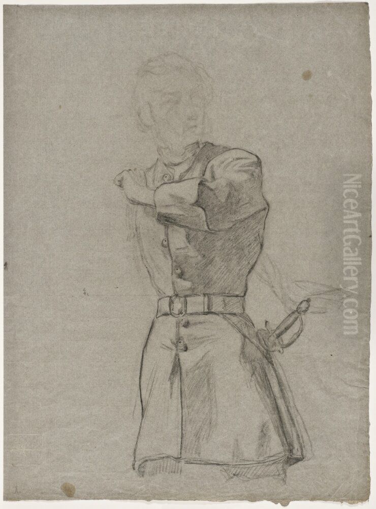 Studie till slottsbranden. Karl XII Oil Painting by Johan Fredrik Hockert