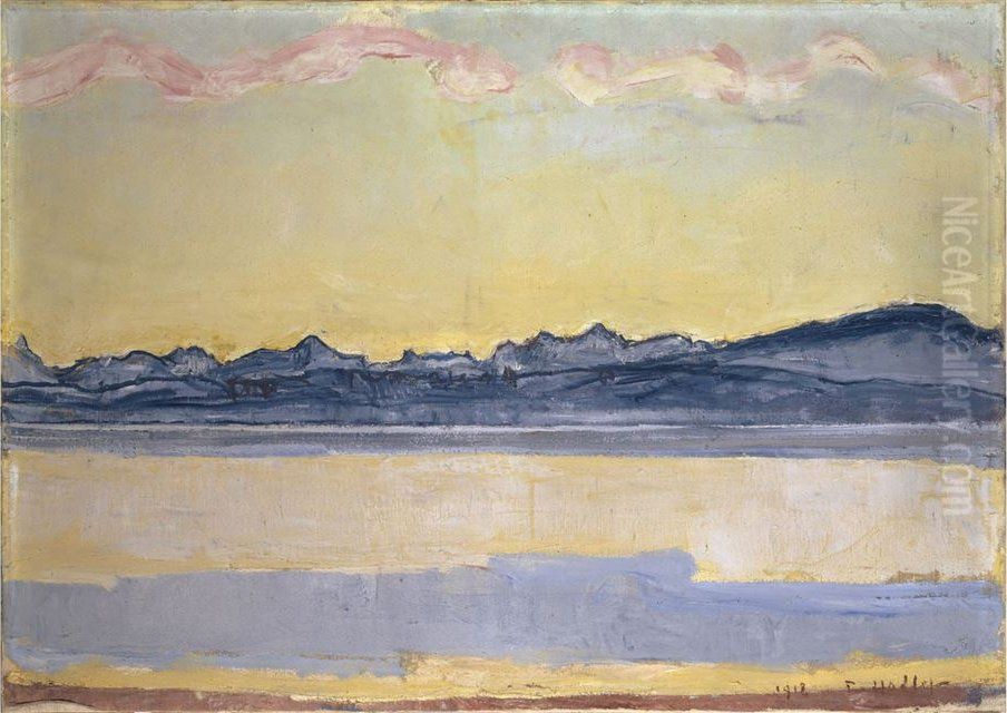 Mont-Blanc with Pink Cloud Oil Painting by Ferdinand Hodler