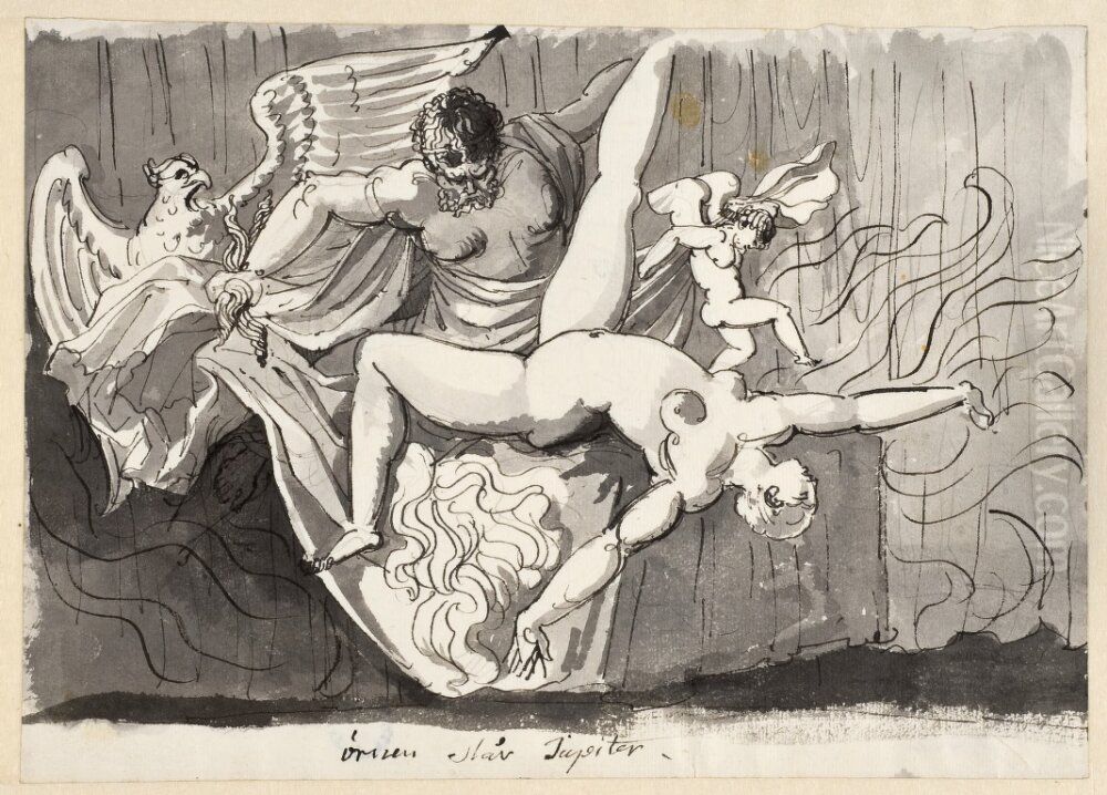 Ornen slar Jupiter Oil Painting by Carl August Ehrensvard