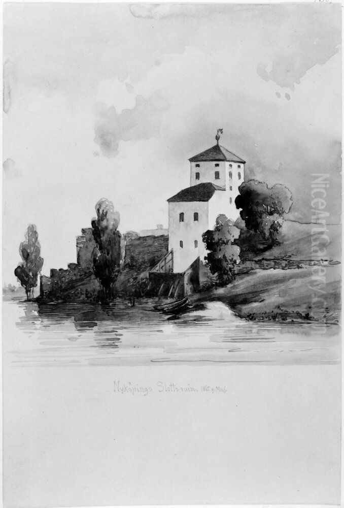Nykopings slottsruin Oil Painting by Fredrik Wilhelm Scholander