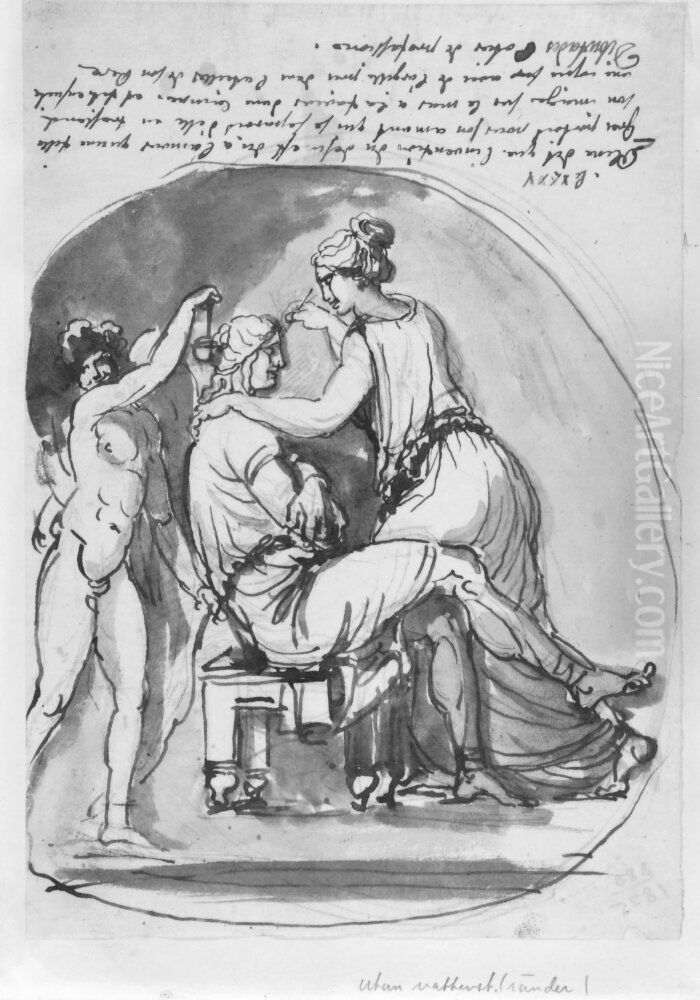 Maleriets uppkomst Oil Painting by Johan Tobias Sergel