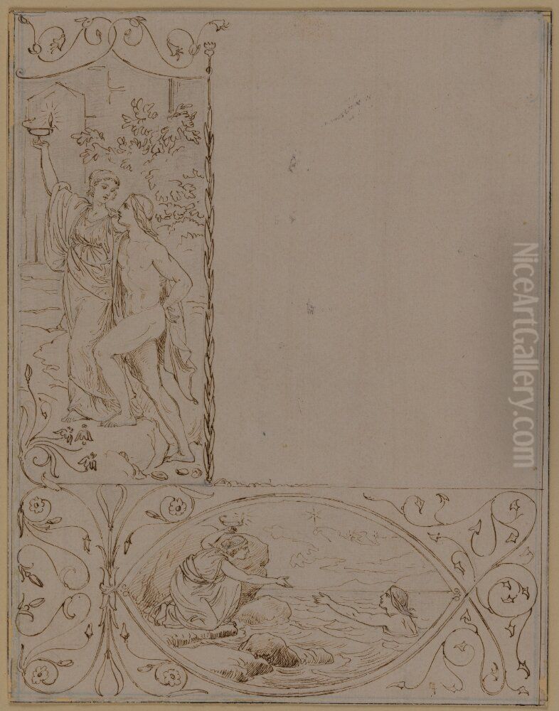 Hero och Leander Oil Painting by Lorenz Frolich