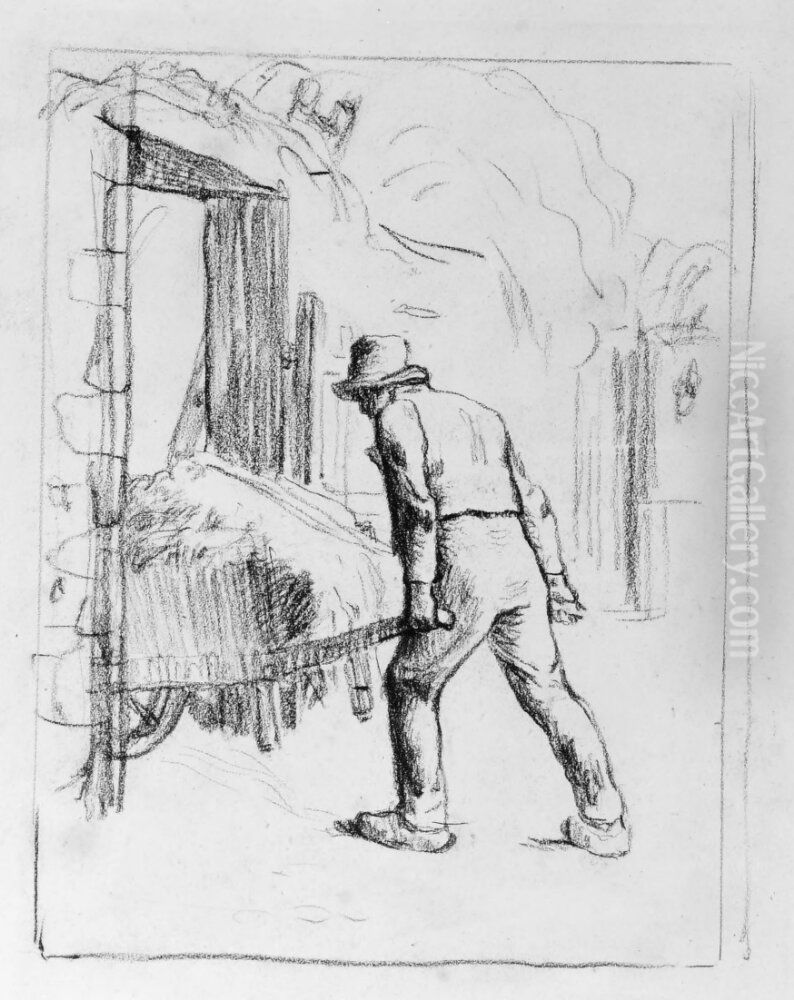 Man med skottkarra Oil Painting by Jean-Francois Millet