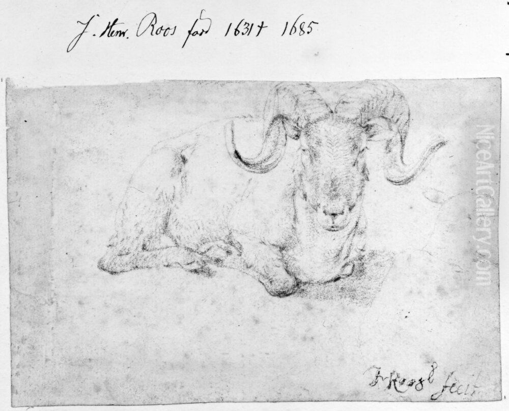 Liggande bagge Oil Painting by Johann Heinrich Roos