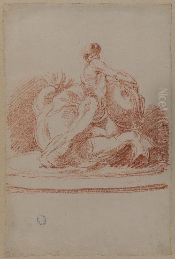 Tobias and the Fish, I, Study for a Sculpture Oil Painting by Johan Tobias Sergel