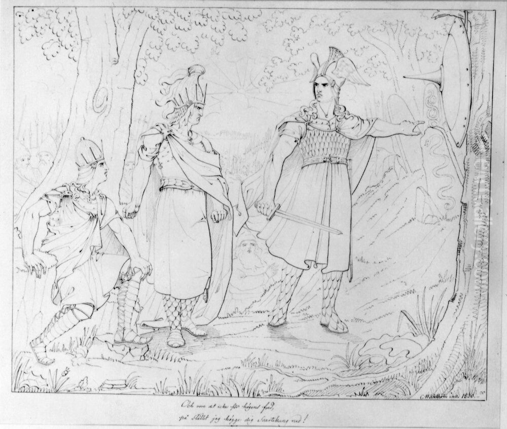 Frithiof skiljes fran Helge och Halfdan Oil Painting by Carl Wahlbom