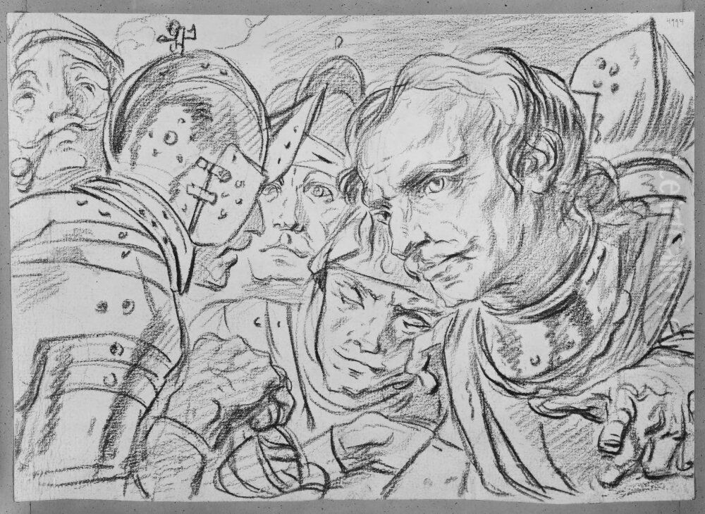 Brostbild av ett flertal krigare Oil Painting by Charles Parrocel