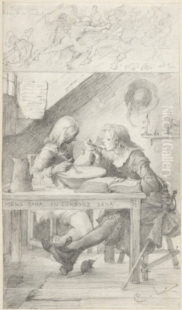 Skolgossar och studenter Oil Painting by Carl Larsson