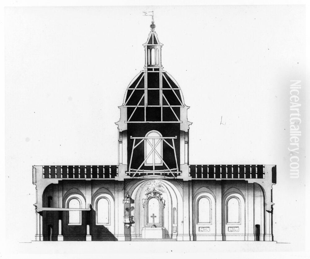 Forslag till Amiralitetskyrkan, Karlskrona Oil Painting by Jean Eric Rehn