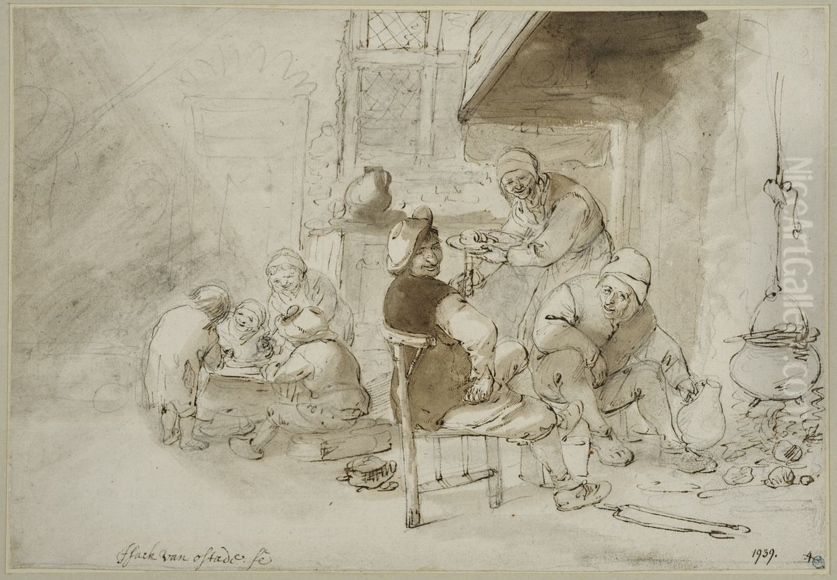 Bonder ater i ett kok Oil Painting by Isaac Van Ostade