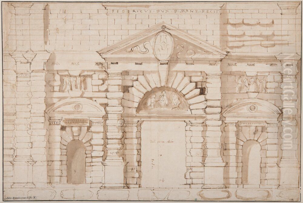 Project for the Porta del Te in Mantua Oil Painting by Giulio Romano (Orbetto)