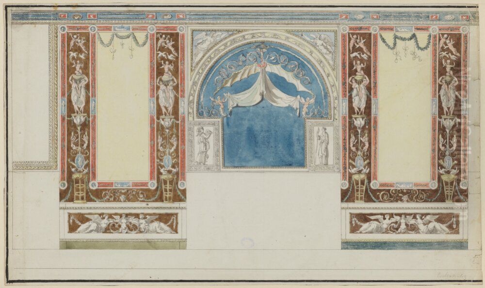 Vaggdekoration till Gustav IIIs divan pa Haga Oil Painting by Louis Masreliez