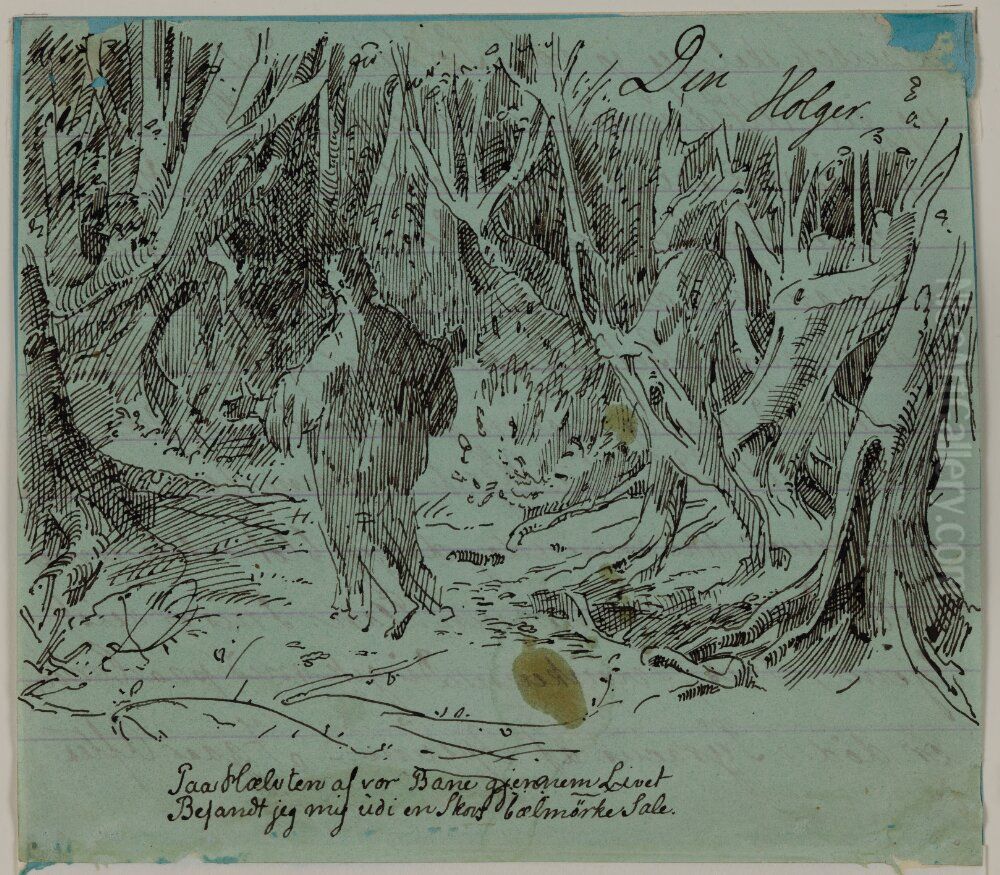 Dante i underjorden Oil Painting by Holger Roed