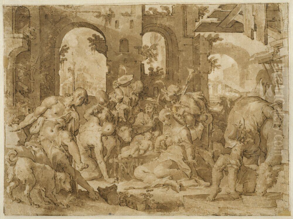 Adoration of the Shepherds Oil Painting by Joachim Wtewael (Uytewael)