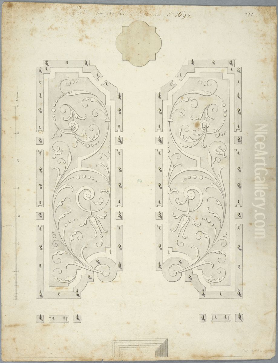 Broderiparterrer for Ostana slottstradgard Oil Painting by Johan Harleman