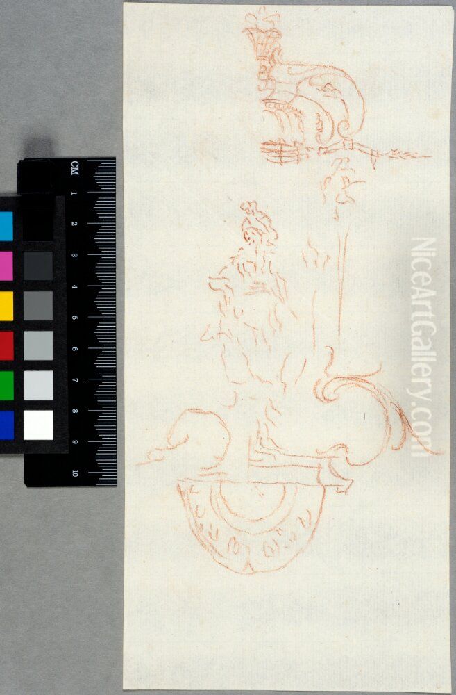 Study for a Decorative Element, a Figure with Turban beneath a Canopy Oil Painting by Claude III Audran