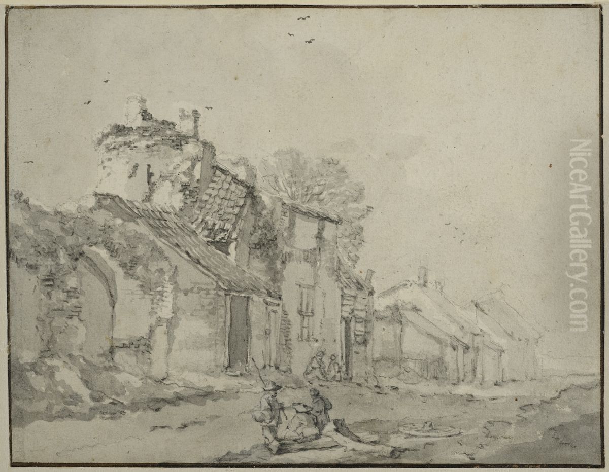 Lanthus och figurer Oil Painting by Pieter De Molijn