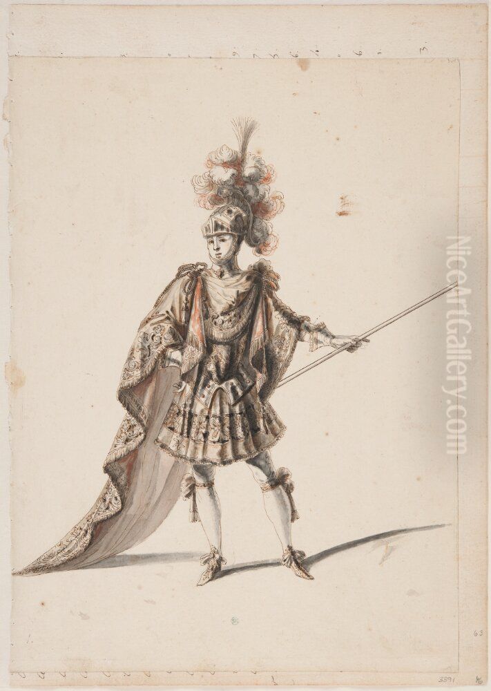 Sketch for costume in the opera Amadis by Lully Oil Painting by Jean Berain the Elder