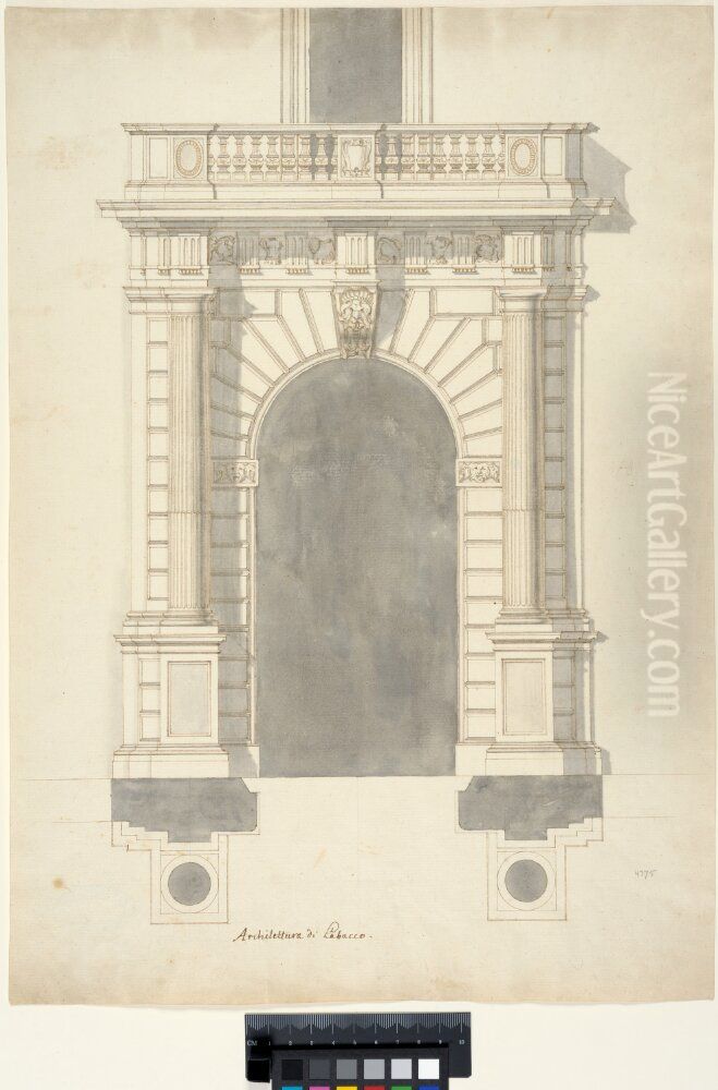 Portalen till Palazzo Sciarra, Rom Oil Painting by Nicodemus Tessin the Younger