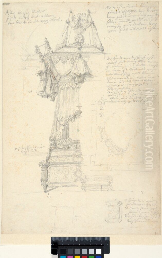 Bed, Probably from the Trianon de Porcelaine, Versailles Oil Painting by Nicodemus Tessin the Younger