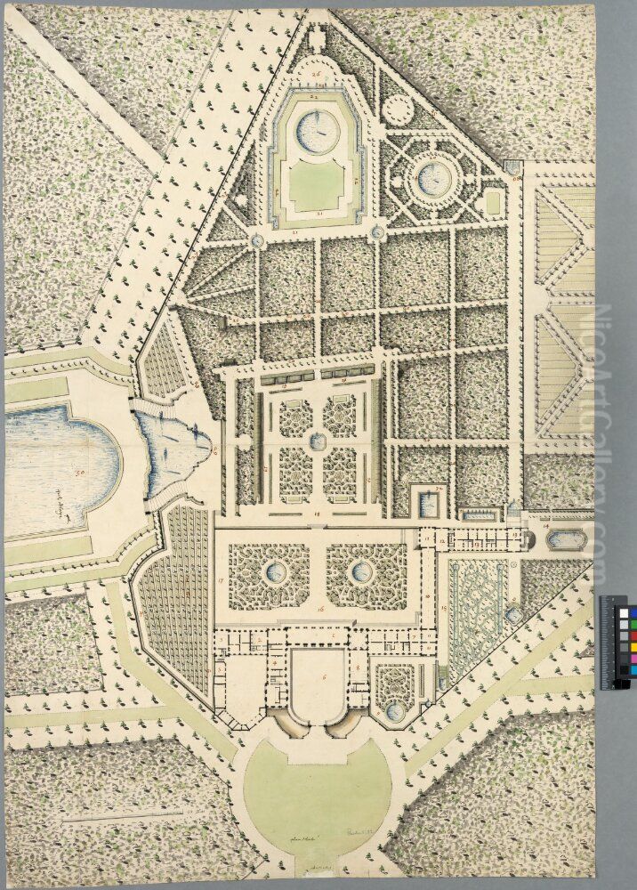 Plan of the Grand Trianon with Gardens Oil Painting by Andre Le Notre