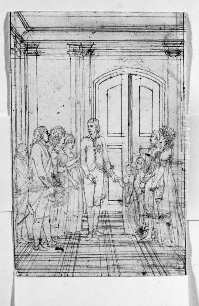 Interior med nio personer Oil Painting by Daniel Nikolaus Chodowiecki