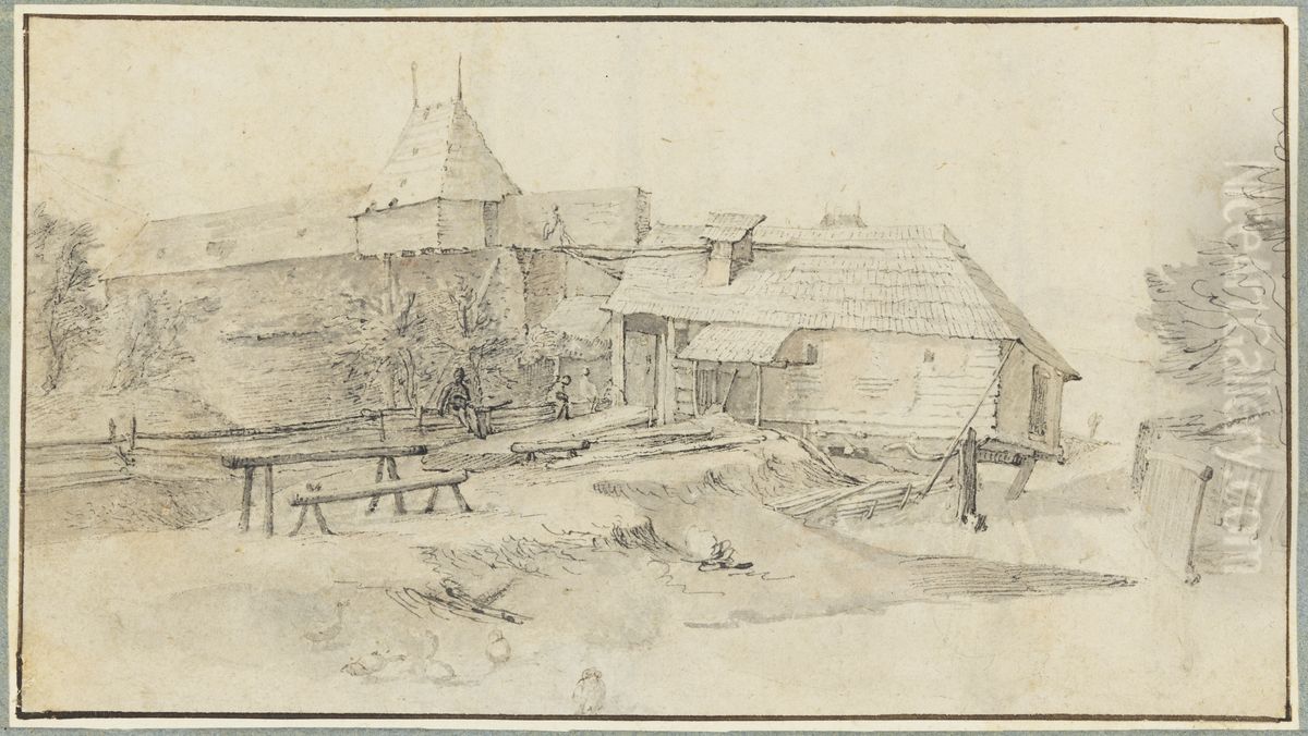 Lantbruksbyggnad Oil Painting by Paulus Van Vianen