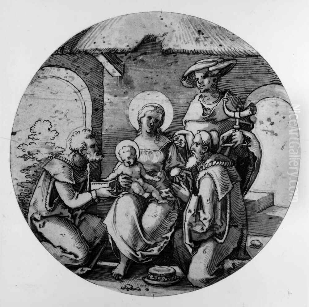 Konungarnas tillbedjan Oil Painting by Hans Sebald Beham