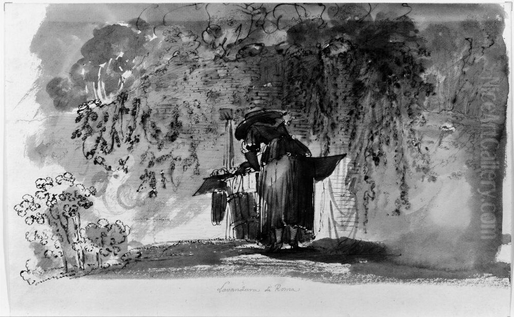 Romersk tvatterska Oil Painting by Jonas Akerstrom