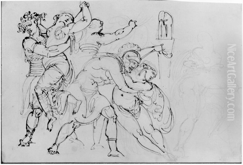 Sabinskornas bortrovande Oil Painting by Jonas Akerstrom